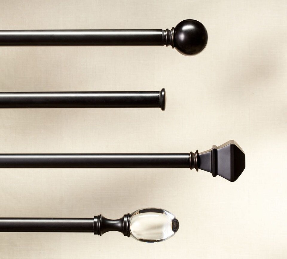 PB Standard Glass Oval Finial & Curtain Rod Antique Bronze Finish